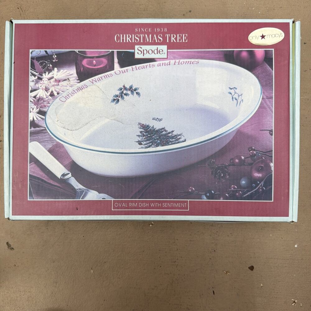 Spode Christmas Tree Oval Rim Dish With Sentiment New In Box